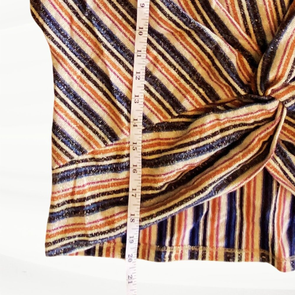 Zara Trafaluc Striped Shimmer/Glitter Multi-Colored Twist Top, Size L - Picture 7 of 8